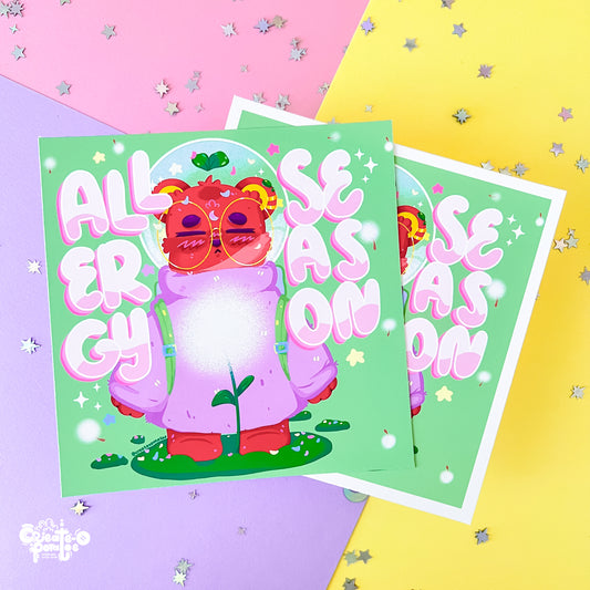 Allergy Season Art Print | Sarcastic Bear Illustration | Kawaii Home Decor