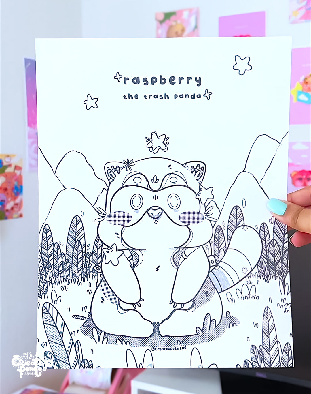 Raspberry the Trash Panda Coloring Pages | digital download & printable