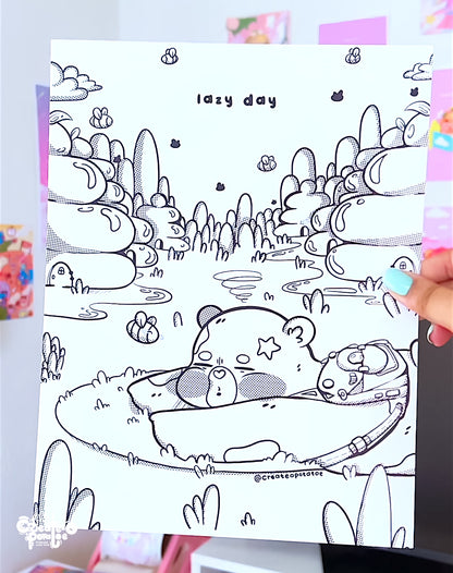 LAZY DAY | coloring pages, digital download