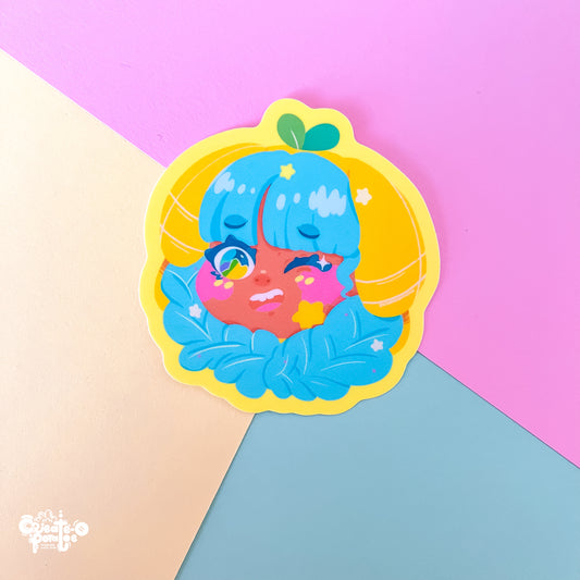 Chibi Luna Lemon matte sticker | Kawaii Black Girl Die-Cut Vinyl Decal