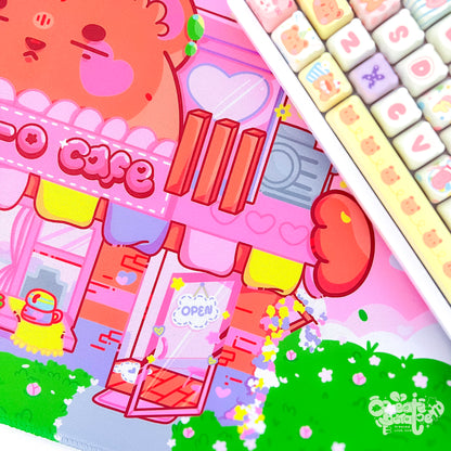 Create-O Cafe Deskmat | Kawaii Gaming Desk Pad | Cafe Theme