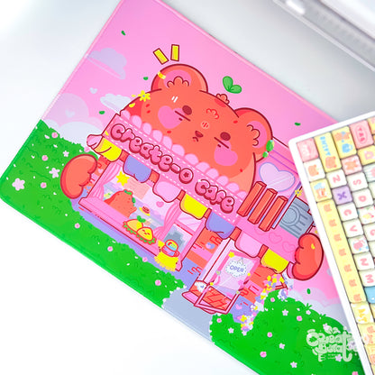 Create-O Cafe Deskmat | Kawaii Gaming Desk Pad | Cafe Theme