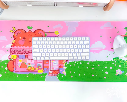 Create-O Cafe Deskmat | Kawaii Gaming Desk Pad | Cafe Theme