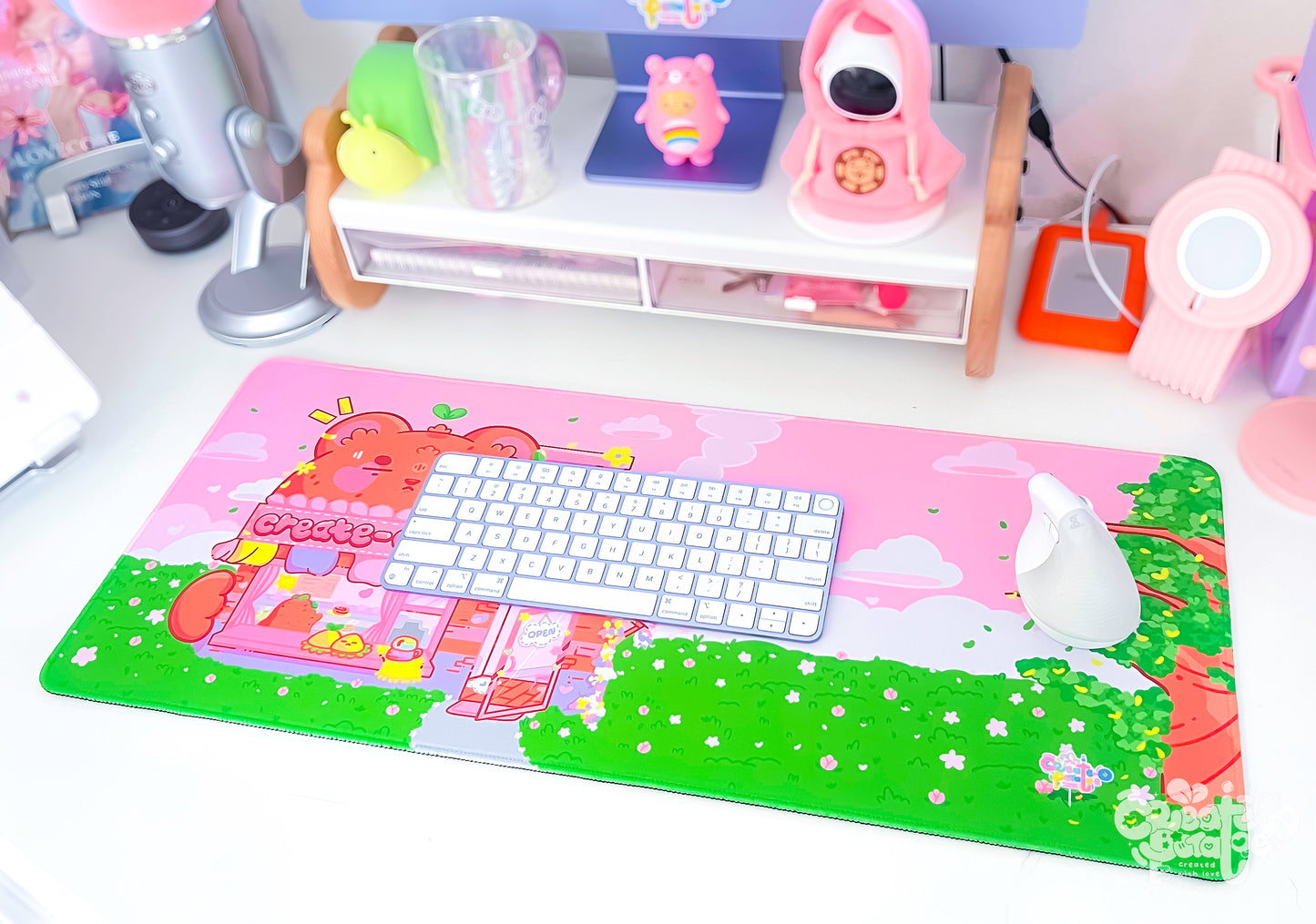 Create-O Cafe Deskmat | Kawaii Gaming Desk Pad | Cafe Theme