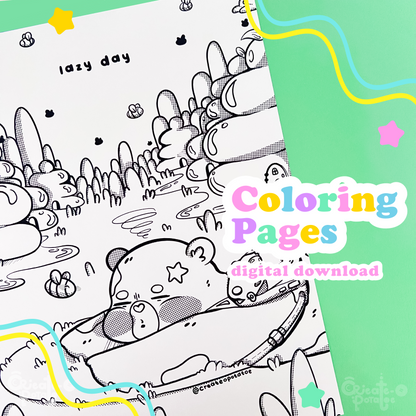 LAZY DAY | coloring pages, digital download