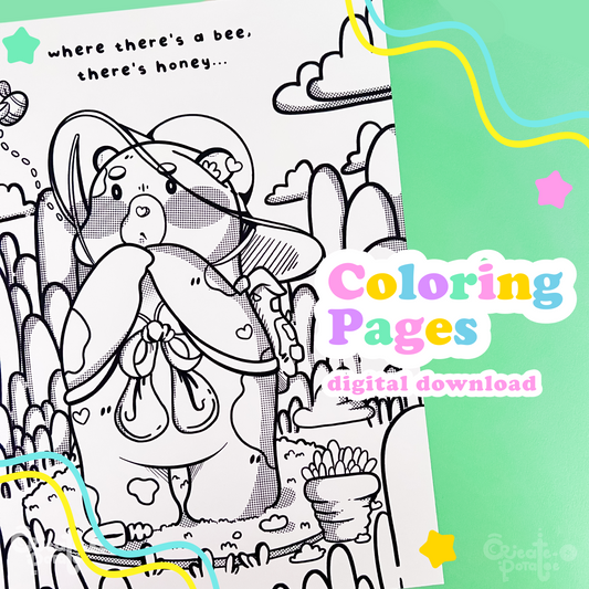 WHERE THERE'S A BEE, THERE'S HONEY | coloring pages, digital download