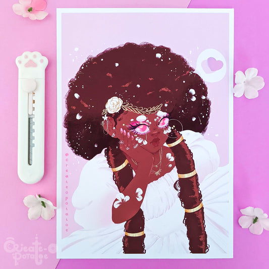 Lavender Art Print | Kawaii Black Girl Home Decor