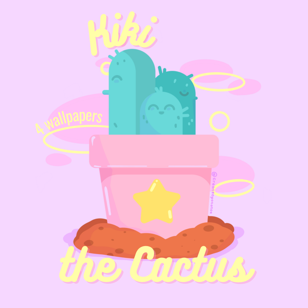 Kiki The Cactus Cute Digital Wallpapers | iOS, iPadOS, & android compatible